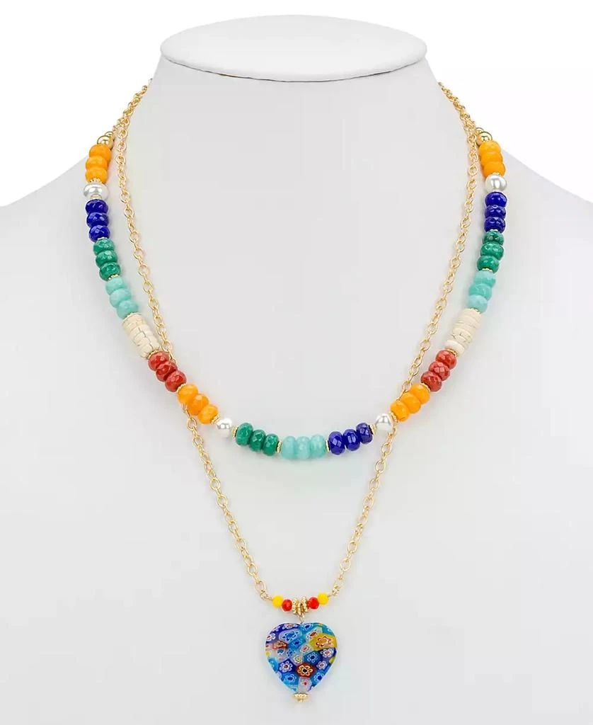 Patricia Nash Gold-Tone 2-Pc. Set Beaded & Heart Pendant Convertible Layered Necklace, 19" + 3" extender 2