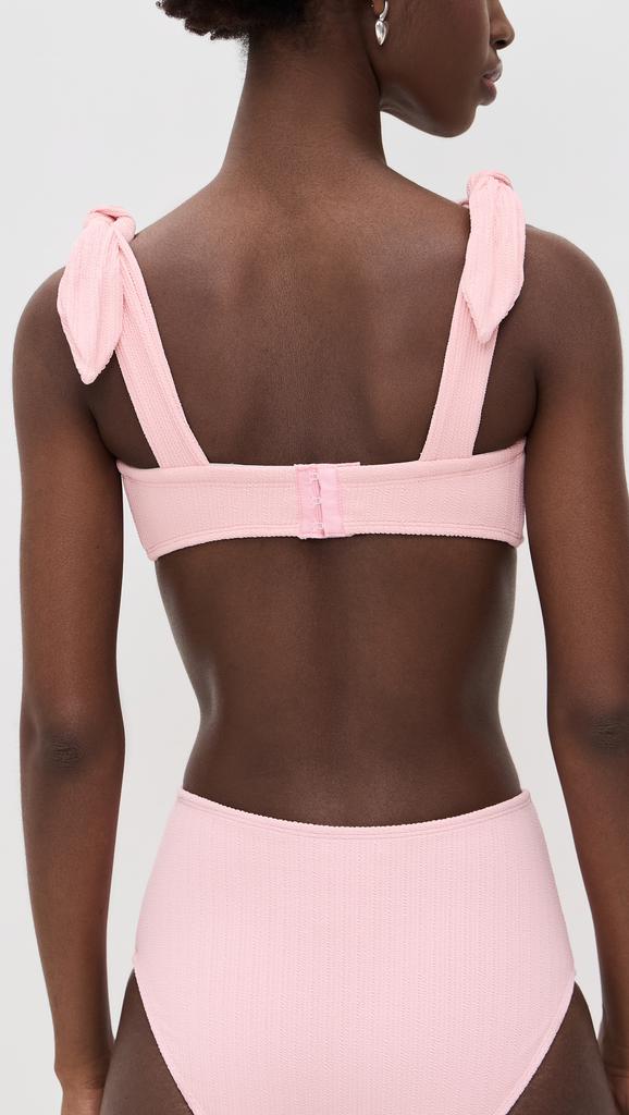 Shoshanna Watermelon Rib Texture Tie Strap Retro Top