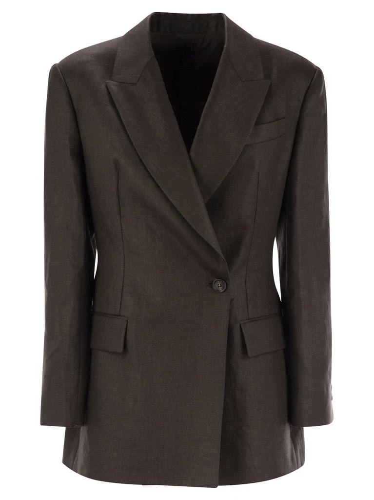 Brunello Cucinelli Brunello Cucinelli Embellished Polished Twill Blazer 1