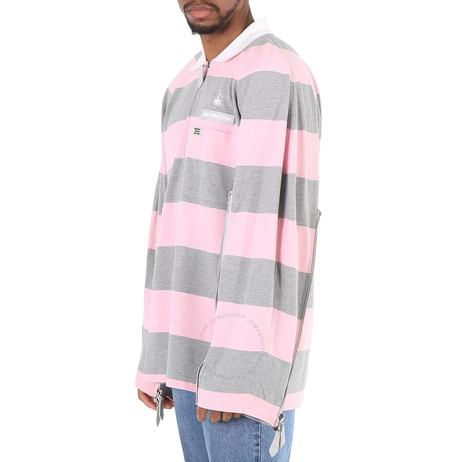 Burberry Men's Long-sleeved Zip Detail Striped Polo Shirt 2