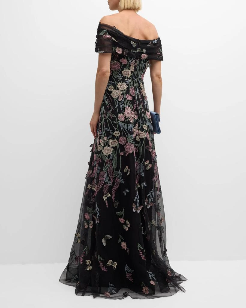 Teri Jon Off-Shoulder Embroidered Tulle Gown 4