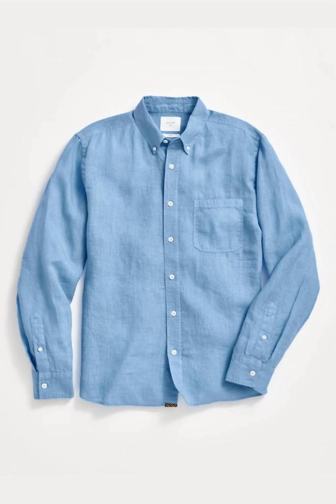 Billy Reid Men's Tuscumbia Linen Shirt Button Down In French Blue