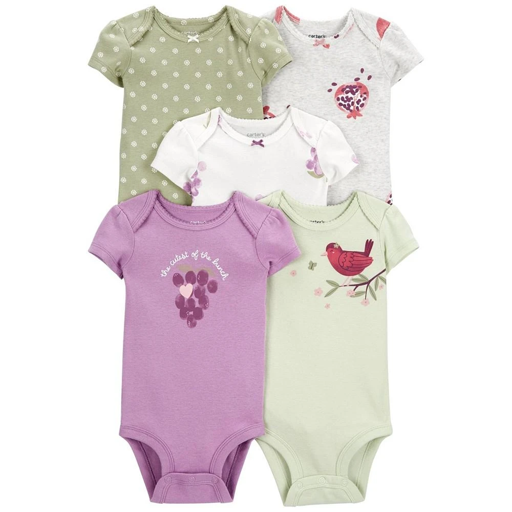 Carter's Baby Girls Short Sleeve Bodysuits, Pack of 5 1
