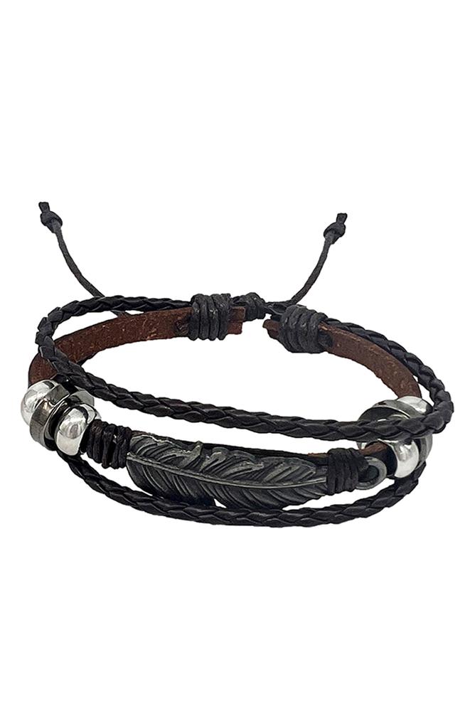 Adornia Men's Leather Multistrand Slider Bracelet