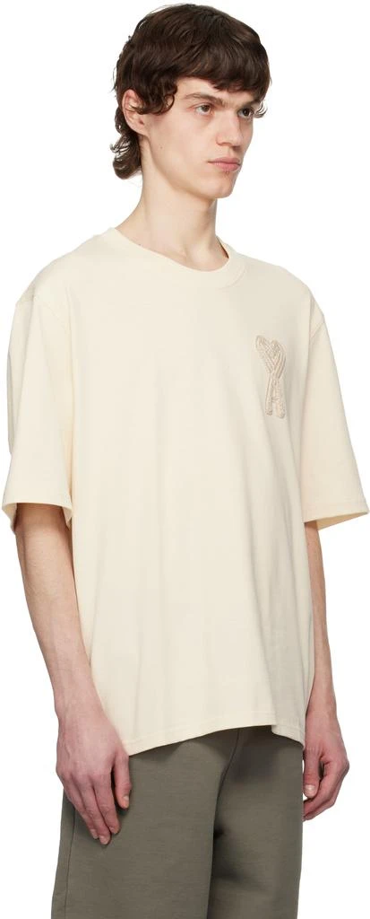 AMI Beige Cotton Ami de Coeur Patch T-shirt 2