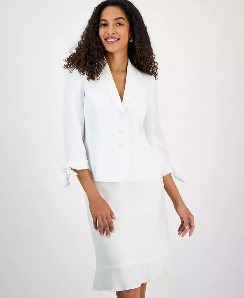 Le Suit Women's Three-Button Tie-Cuff Jacket & Flounce-Hem Skirt, Regular & Petite