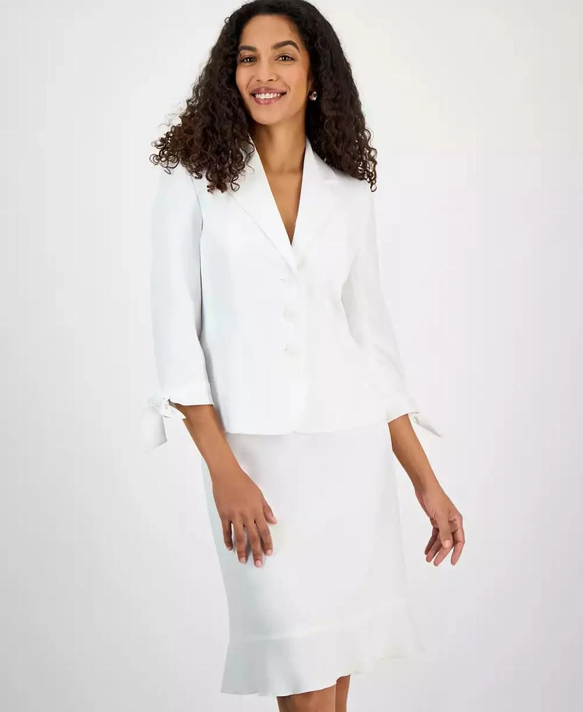 Le Suit Women's Three-Button Tie-Cuff Jacket & Flounce-Hem Skirt, Regular & Petite 2