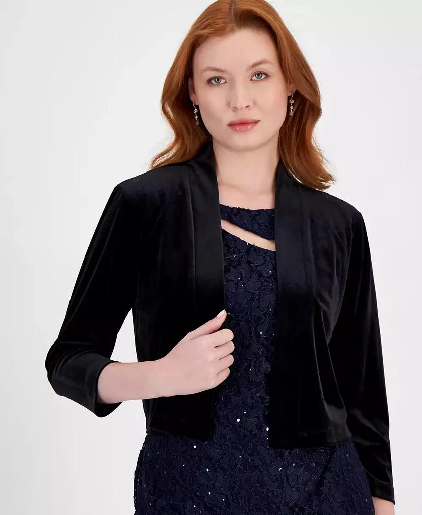 Connected Women's Velvet 3/4-Sleeve Shrug Jacket 3