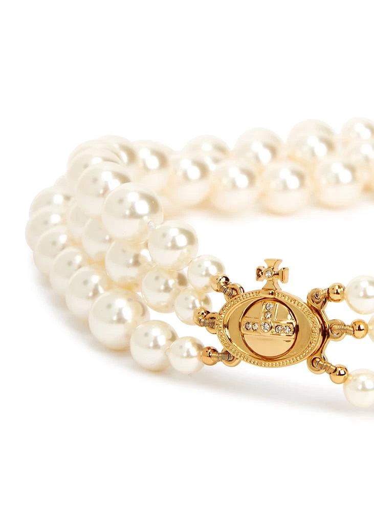 Vivienne Westwood Three Row Bas Relief faux pearl orb choker 4