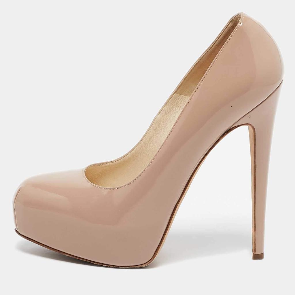 Brian Atwood Brian Atwood Beige Patent Leather Platform Pumps Size 37