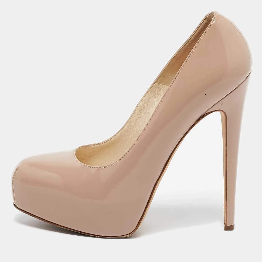 Brian Atwood Brian Atwood Beige Patent Leather Platform Pumps Size 37 1