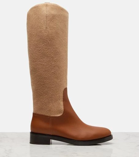 Max Mara Cavaliere leather and wool knee-high boots 4
