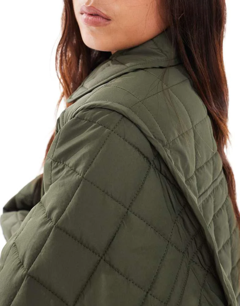 French Connection French Connection quilted longline jacket in khaki 3