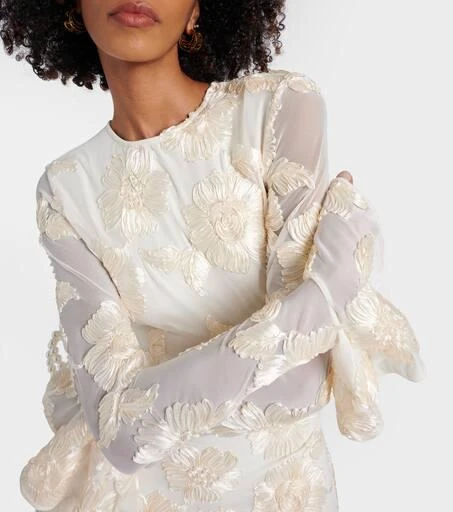 ROTATE Birger Christensen Bridal Rosita floral-appliqué mesh minidress 4