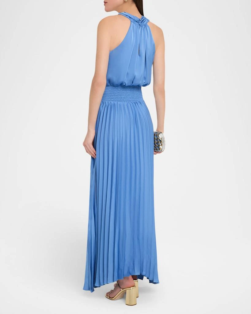 sleeveless pleated halter midi dress Artyska Women's Shimmer Halter Neck Midi Dress