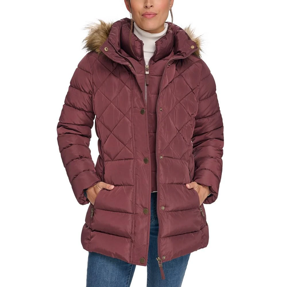 Tommy Hilfiger Women's Bibbed Faux-Fur-Trim Hooded Puffer Coat, Created for Macy's 5
