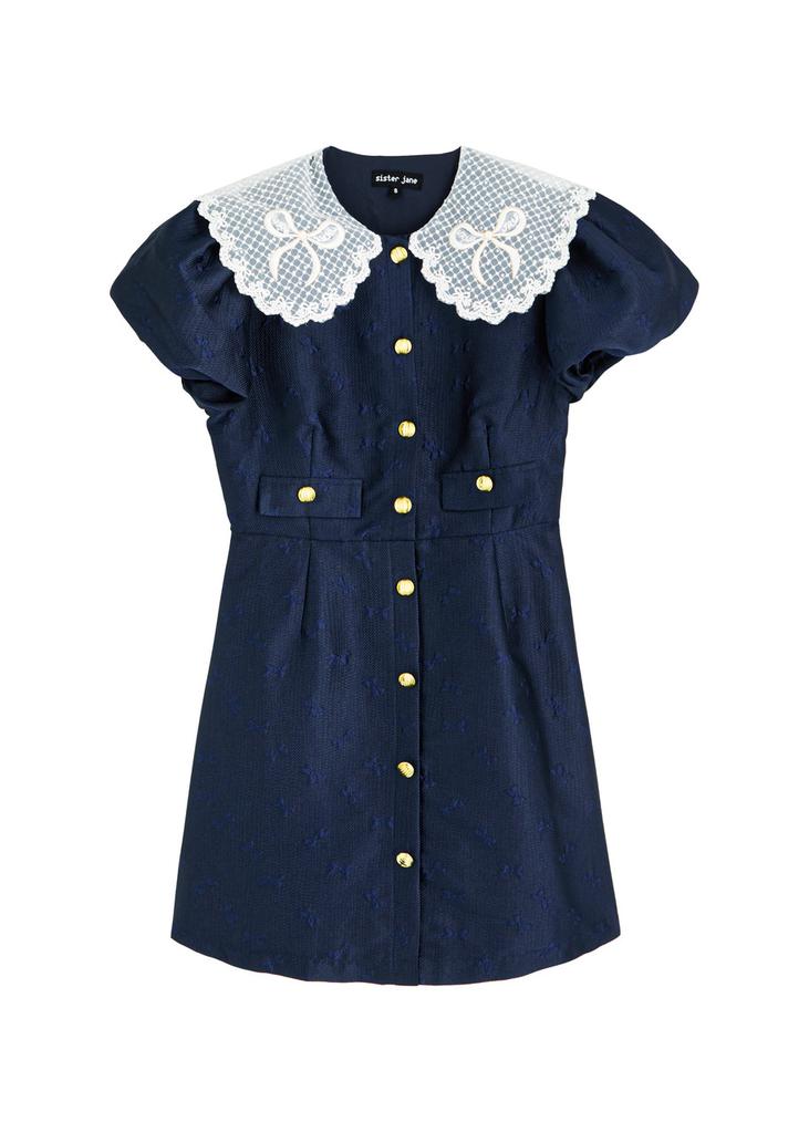 【英国発Sister Jane】Sapphire bow cloque mini dress SISTER JANE Sapphire bow cloqué mini dress 6-UK6-XS
