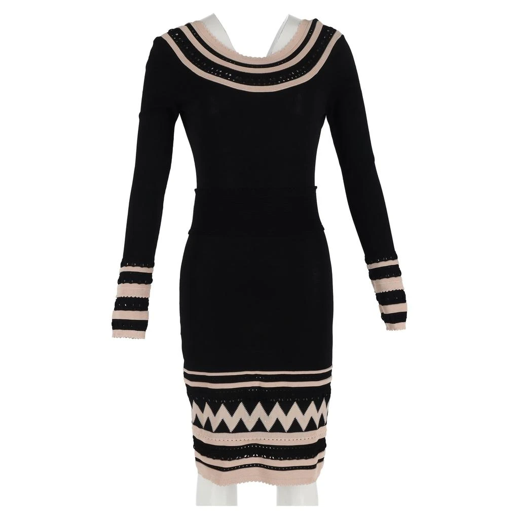 Temperley London Round Neck Midi Fitted Dress in Black Silk 4