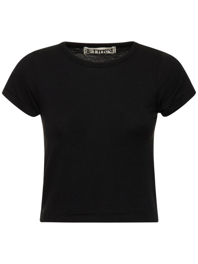 ÉTERNE Short Sleeve Stretch Cotton T-shirt 1