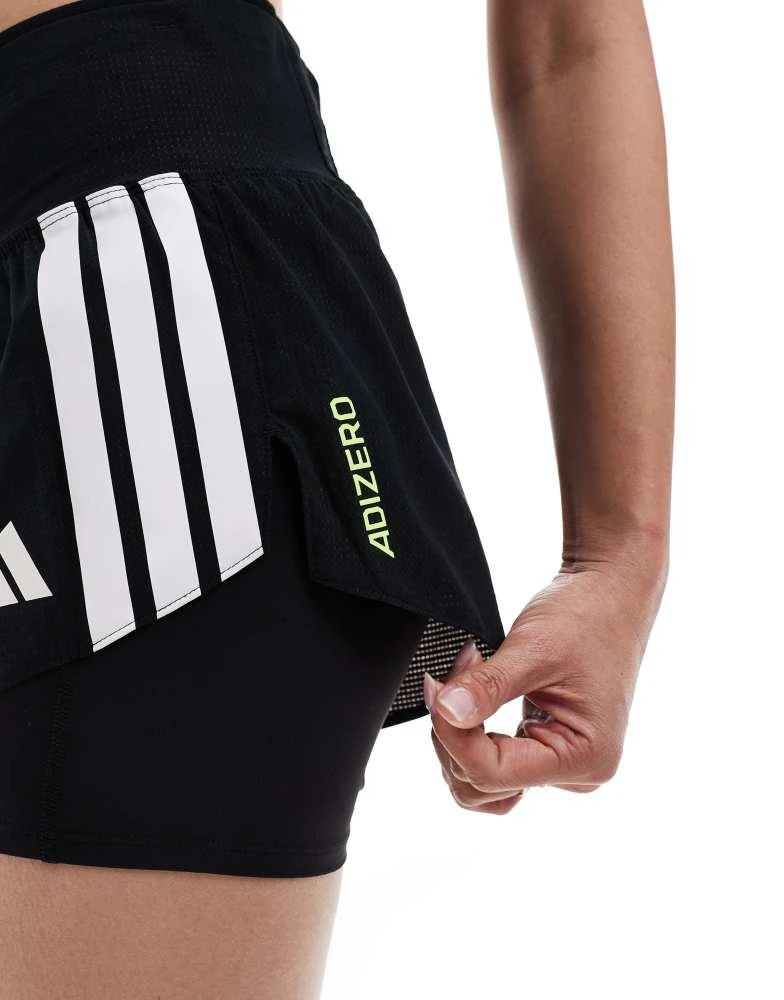 Adidas adidas Running Adizero 2-in-1 gel pocket shorts in black 3