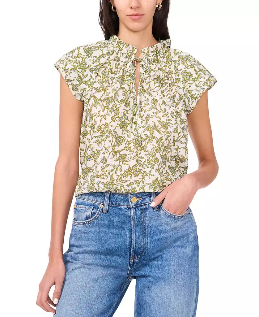 売れ筋商品|||ヴィンスカムート カットソー トップス レディース Women's Peplum-Hem Floral-Print Crocheted-Trim Top Olive Vince Camuto Women's Peplum-Hem Floral-Print Crocheted-Trim