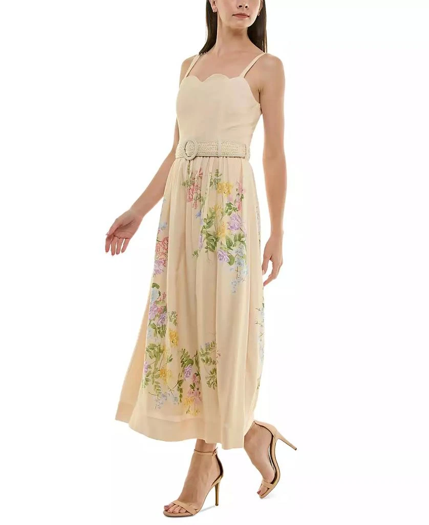 Taylor Women's Floral-Print Belted Fit & Flare Dress 2