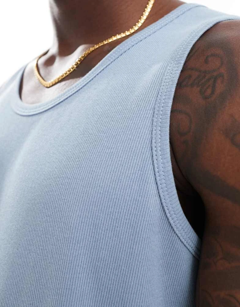 Brave Soul Brave Soul ribbed classic vest in steel blue 3
