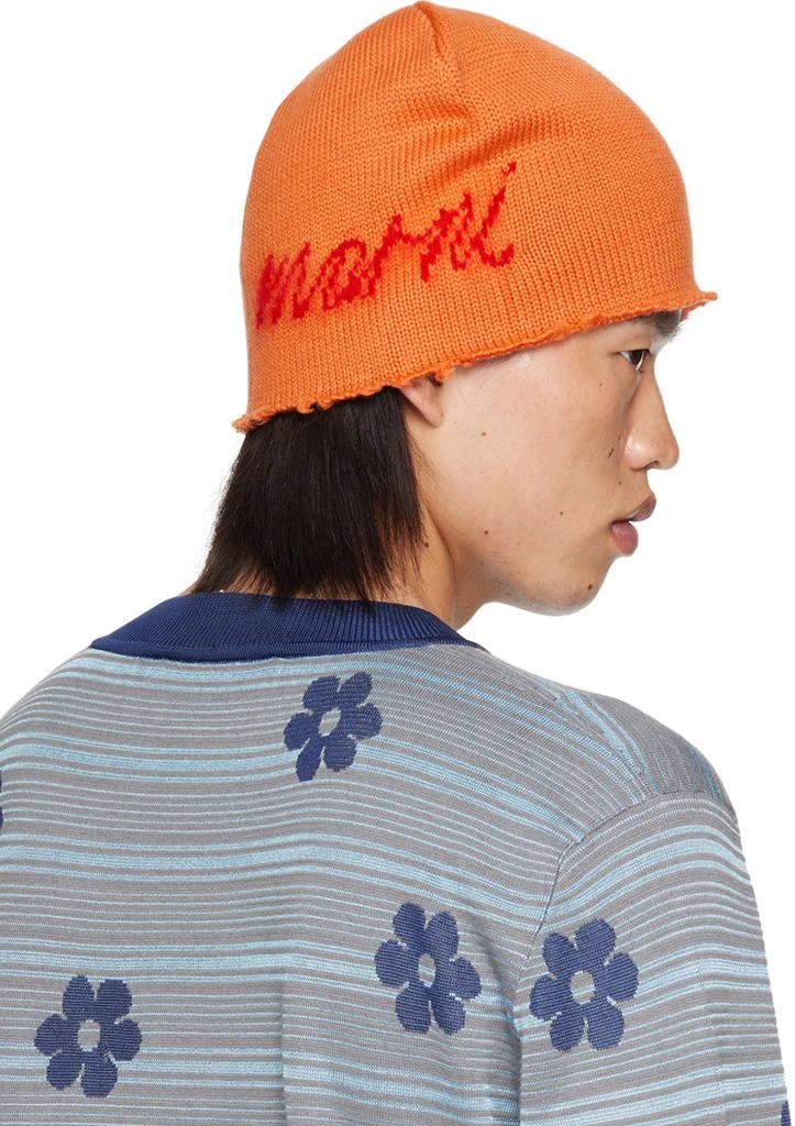 Marni Orange Mohair Logo Beanie 3