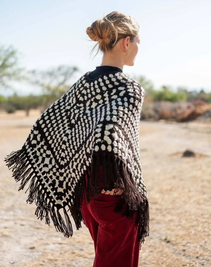 MERSEA La Paz Crochet Poncho In Black/white 2