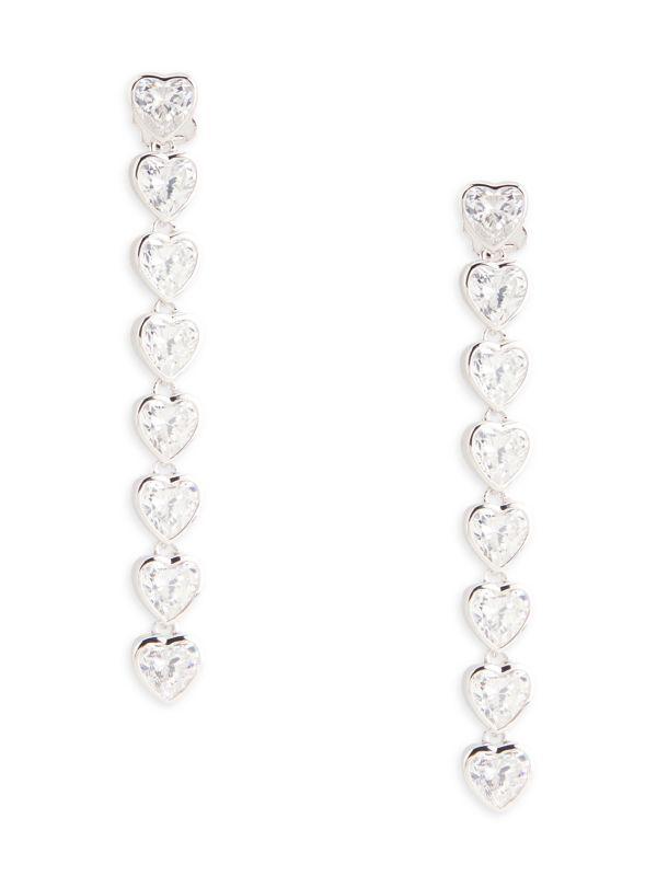 Nadri Heart Linear ​Rhodium-Plated Cubic Zirconia Earrings