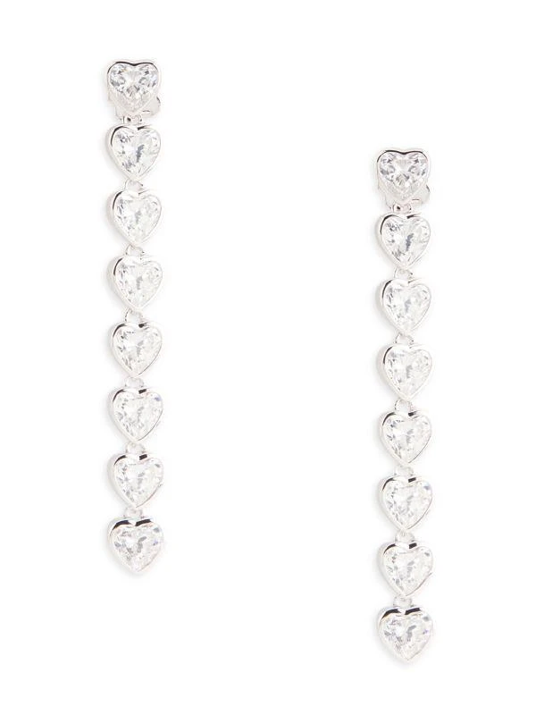 Nadri Heart Linear ​Rhodium-Plated Cubic Zirconia Earrings 1