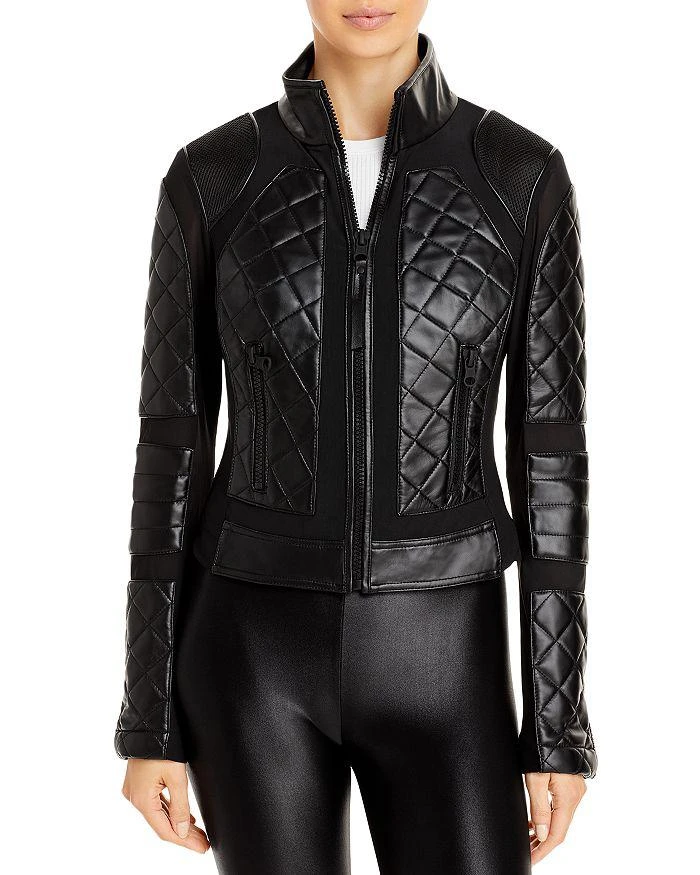 Blanc Noir Leather & Mesh Moto Jacket 5