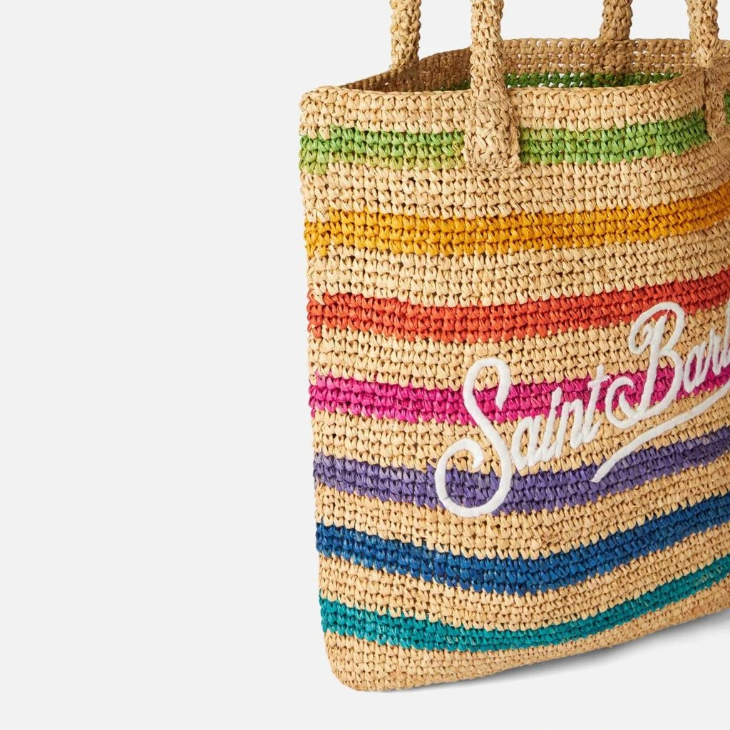 MC2 Saint Barth Raffia Bucket Bag With Multicolor Stripes And Embroidery 2