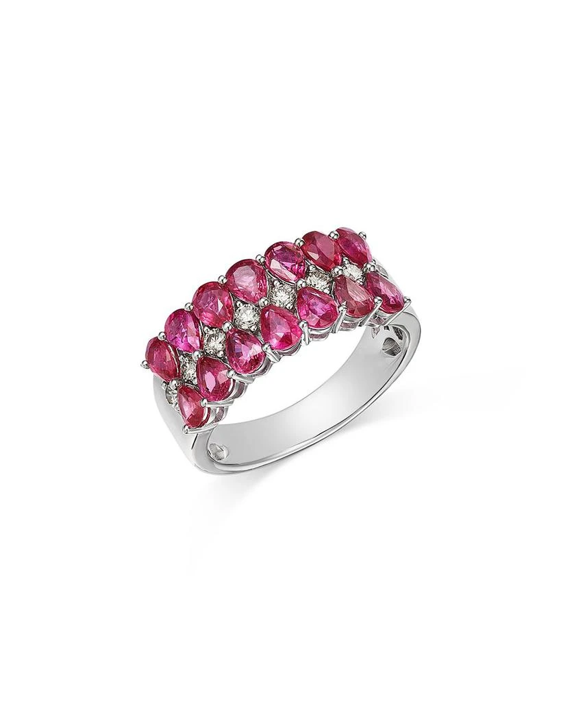 Bloomingdale
s Fine Collection Ruby 
Champagne Diamond Triple Row Ring in 14K White Gold 1