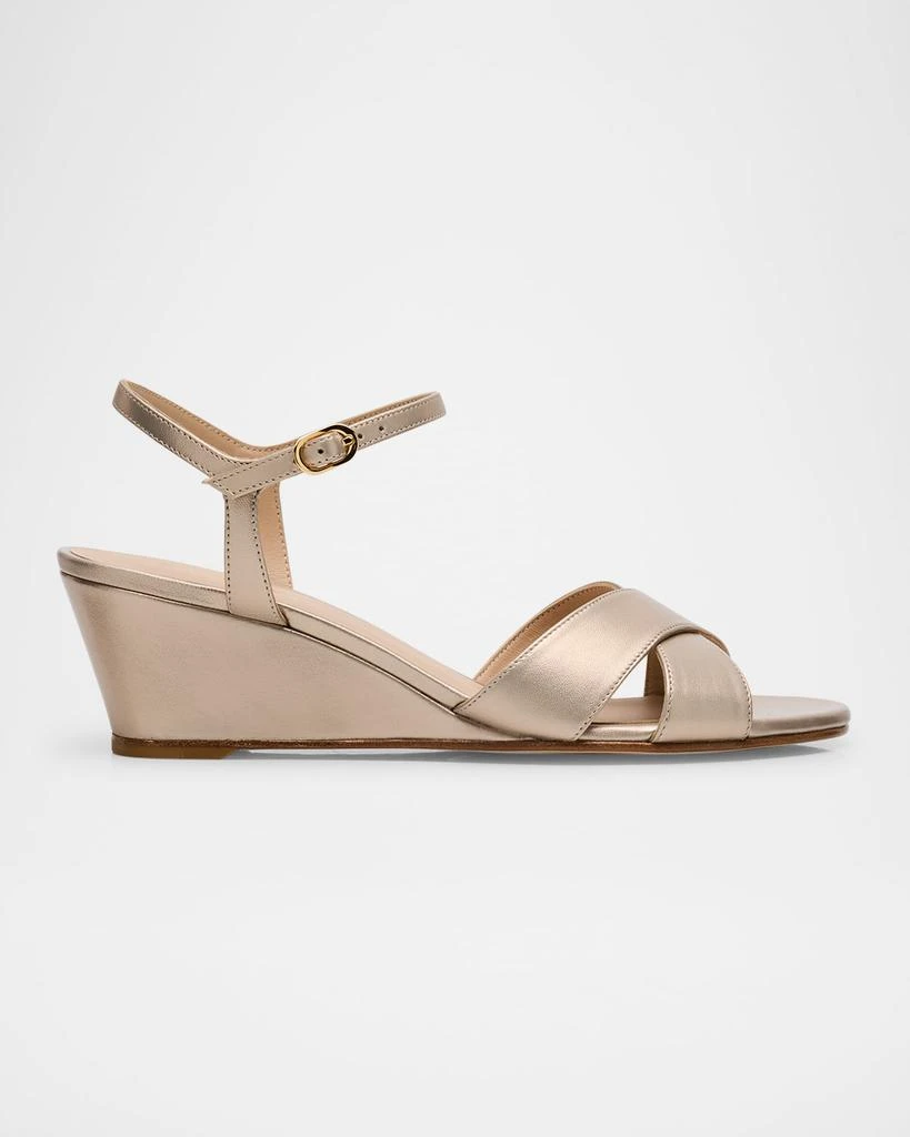 Stuart Weitzman Dayna Metallic Crisscross Wedge Sandals 1