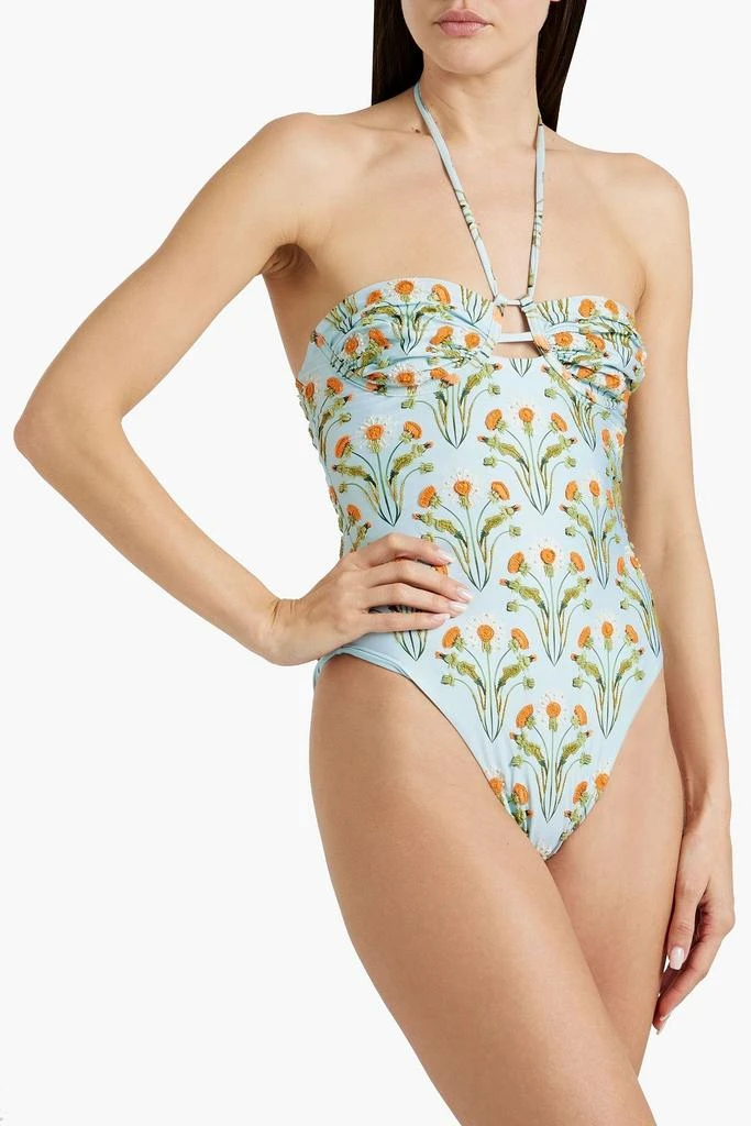 Agua by Agua Bendita Sandalo floral-print embroidered halterneck swimsuit 2
