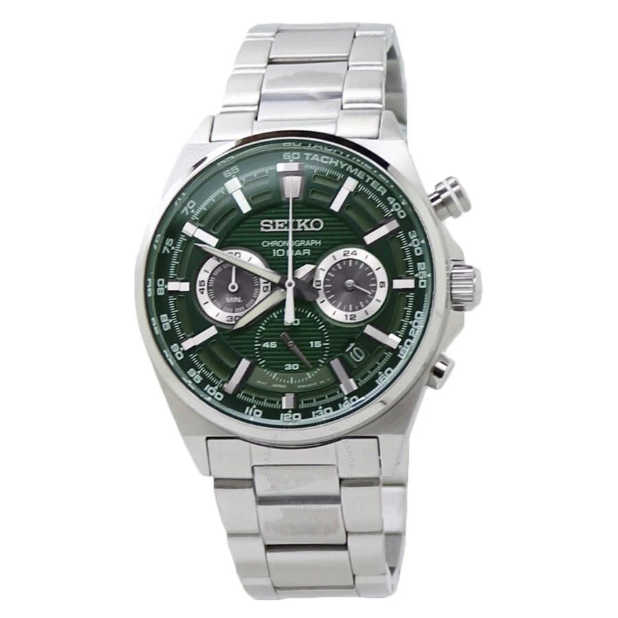 Seiko Chronograph Quartz Green Dial Stainless Steel Men's Watch SSB405P1 1