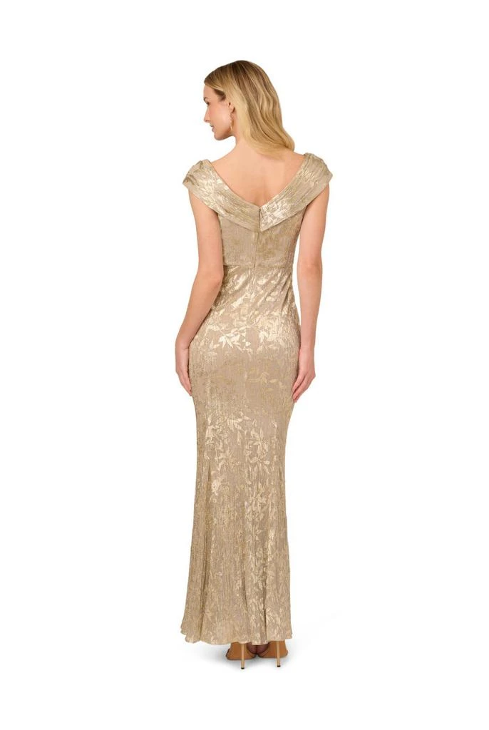 Adrianna Papell Foil leaf mermaid gown 2