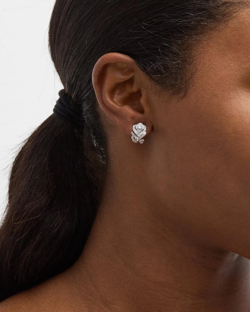 Boucheron Plume de Paon Diamond Omega Clip Earrings in 18K White Gold 2