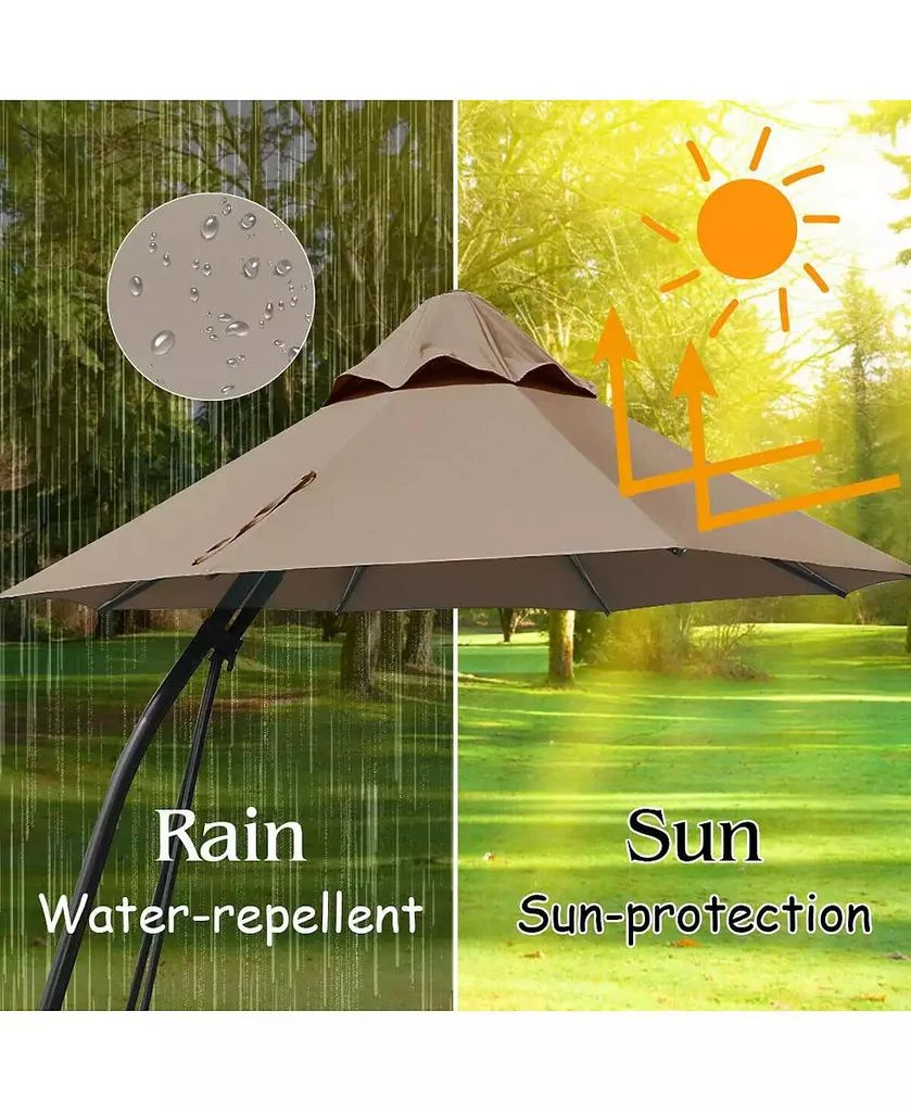 Slickblue Outdoor Cantilever Hanging Umbrella with Base and Wheels 5