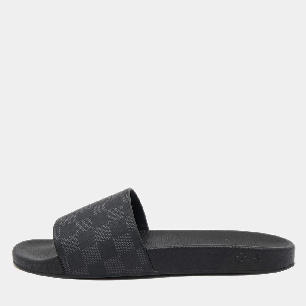 Louis Vuitton Louis Vuitton Black/Grey Rubber Graphite Waterfront Flat Slides Size 45 1