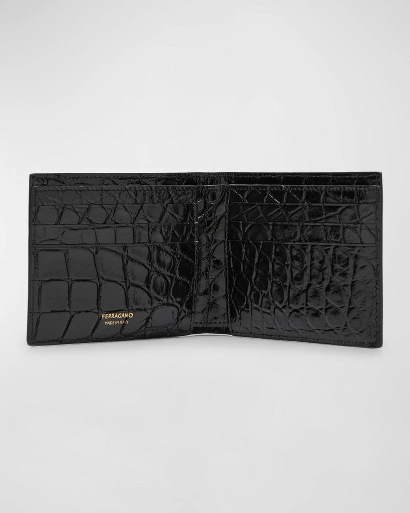 Salvatore Ferragamo Men's Micro-Gancio Croc-Effect Leather Wallet 4