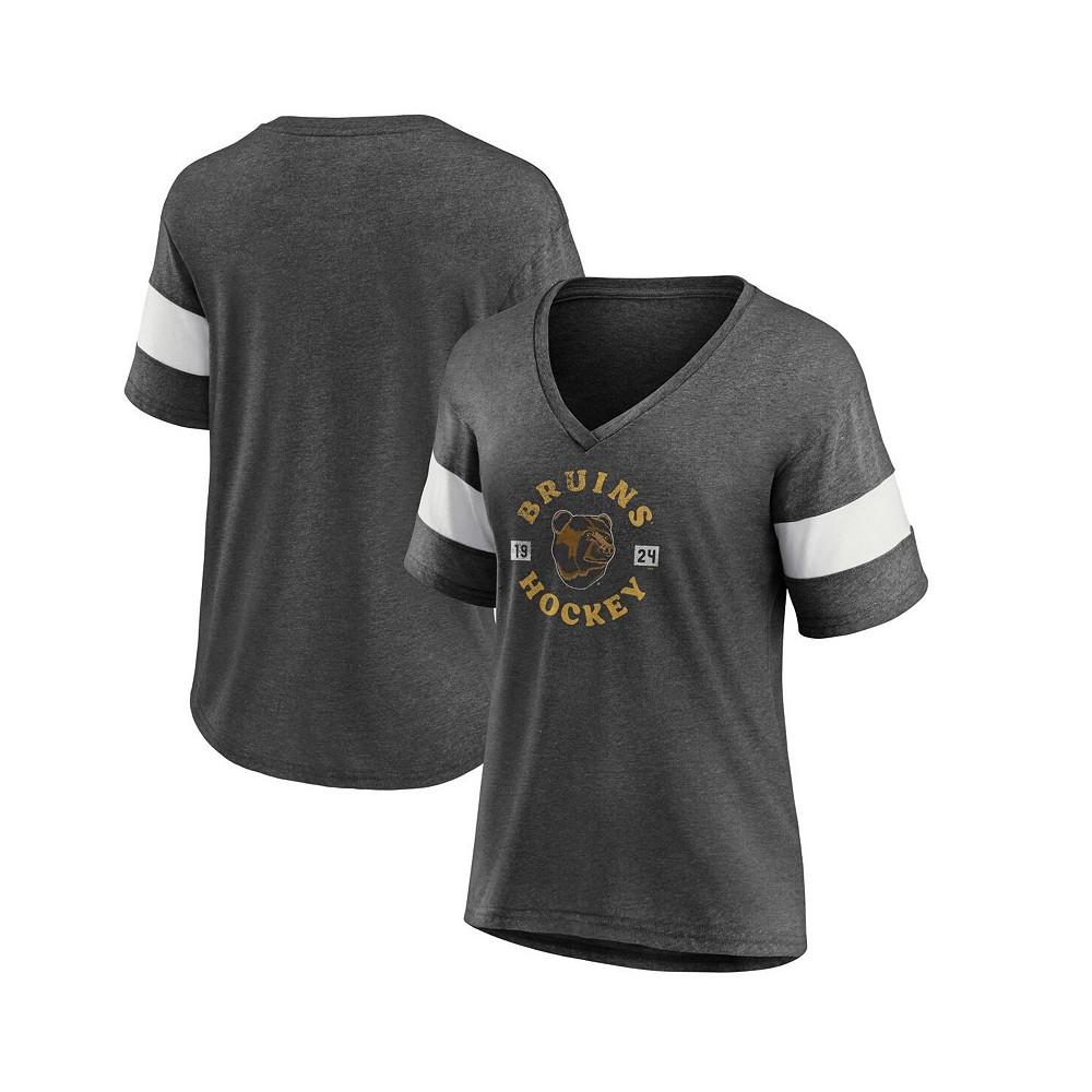 Fanatics Women's Heather Charcoal Boston Bruins Special Edition 2.0 Ring The Alarm V-Neck T-shirt