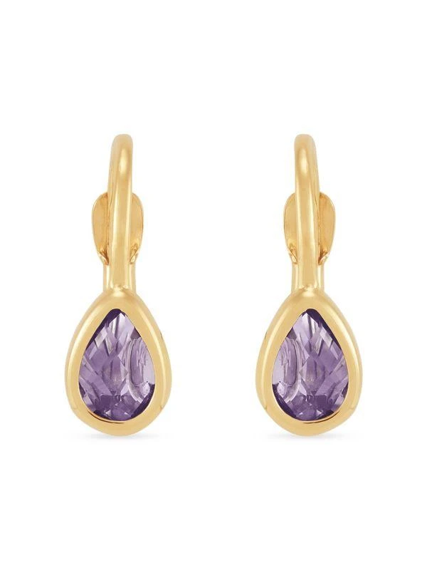 Saks Fifth Avenue 14K Yellow Gold 
Amethyst Drop Earrings 2