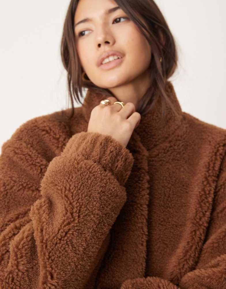 Miss Selfridge Miss Selfridge oversized borg bomber in tan 2