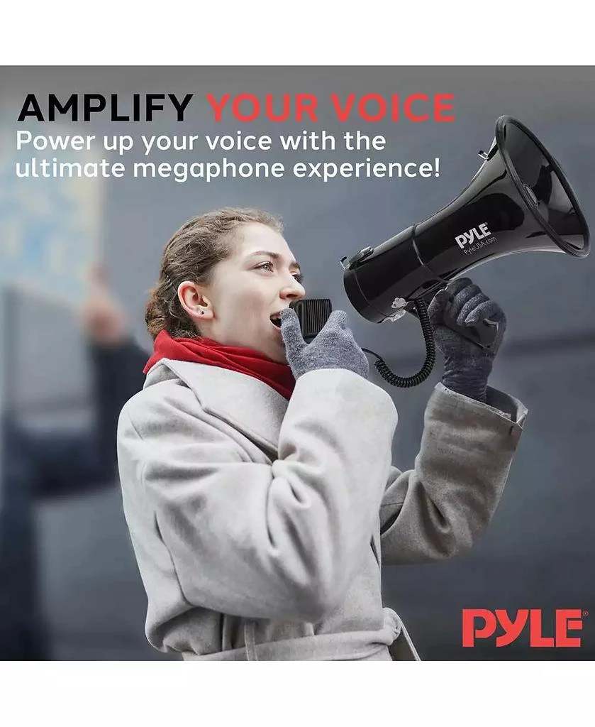 Pyle 50-Watt Portable Megaphone with Siren, MP3 Input, Automatic Siren, Shoulder Strap, Lightweight 5