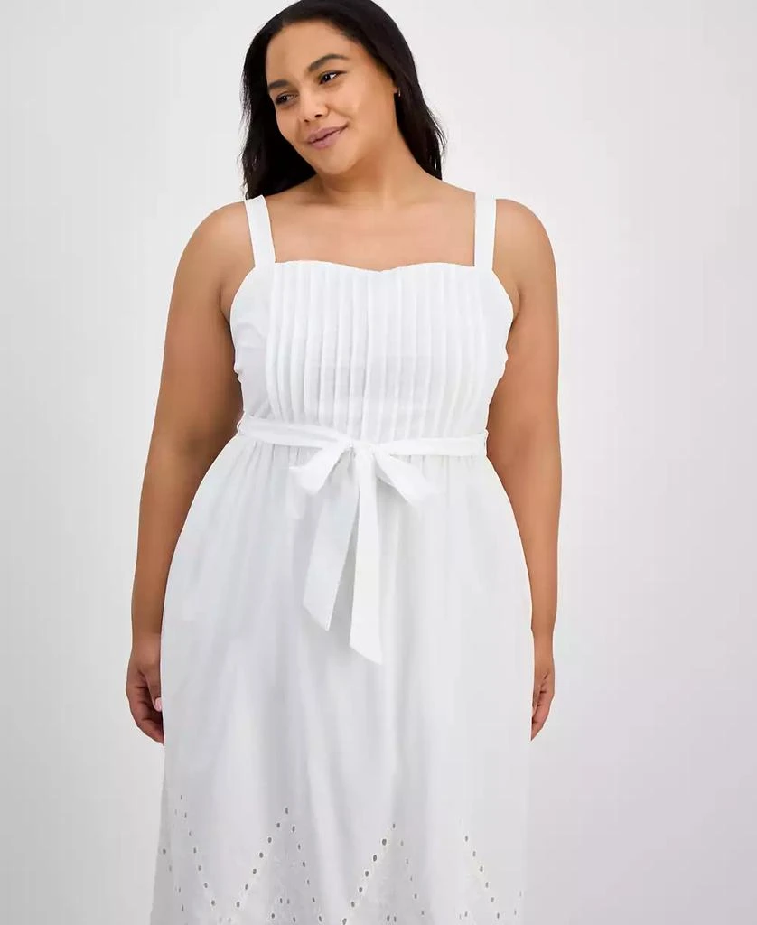 julia jordan Plus Size Cotton Sleeveless Eyelet-Hem Midi Dress 3