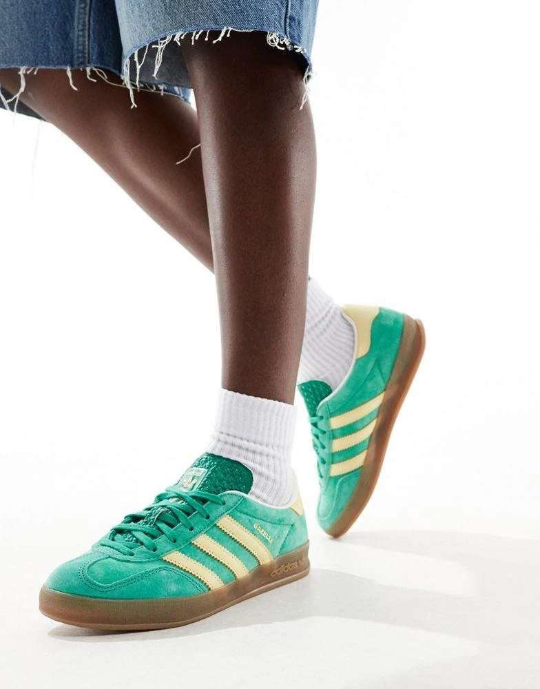 adidas Originals adidas Originals Gazelle Indoor trainers in green and yellow 5