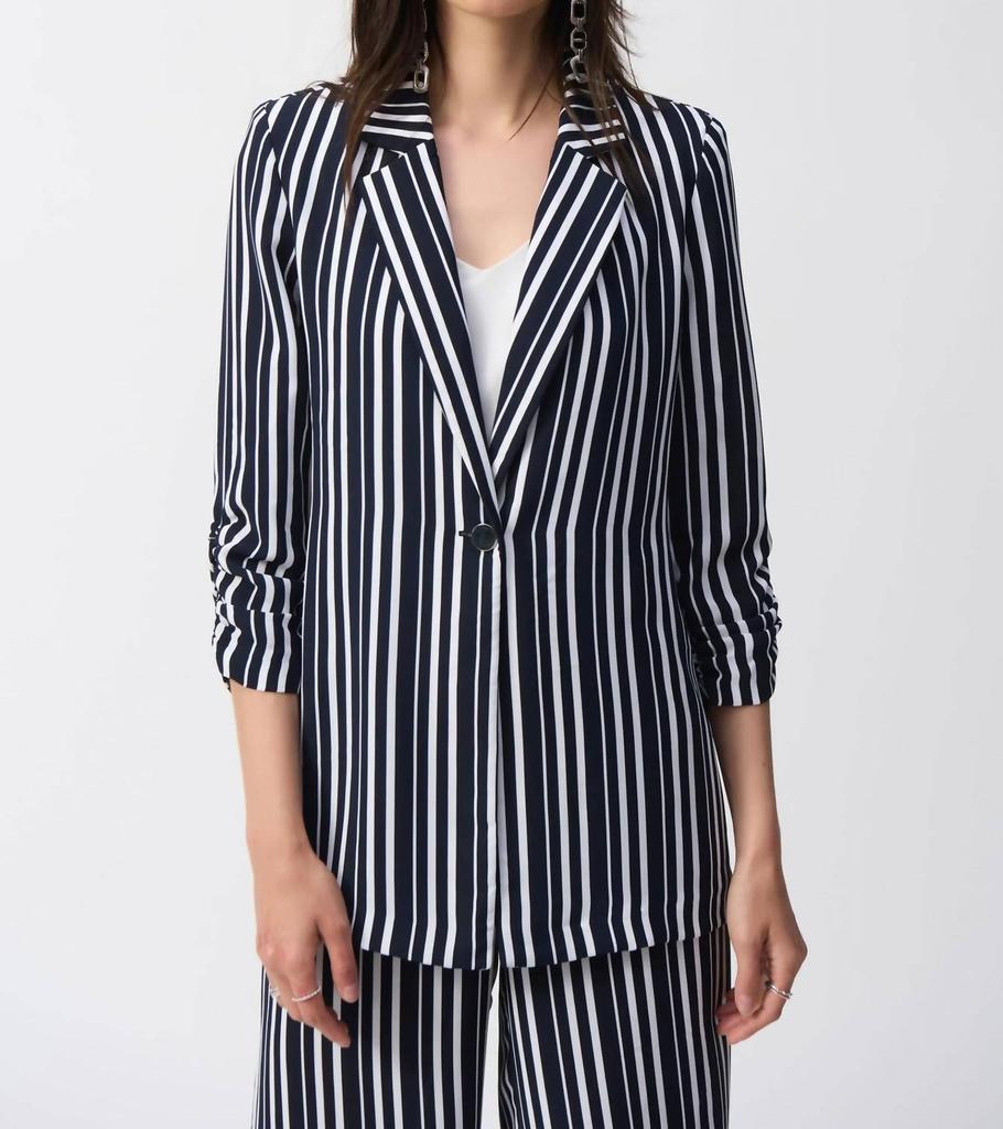 JOSEPH RIBKOFF Joseph Ribkoff - Stripe Boxy Blazer Jacket