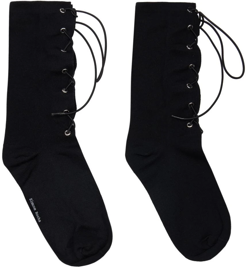 Simone Rocha Black Lace-Up Socks 1